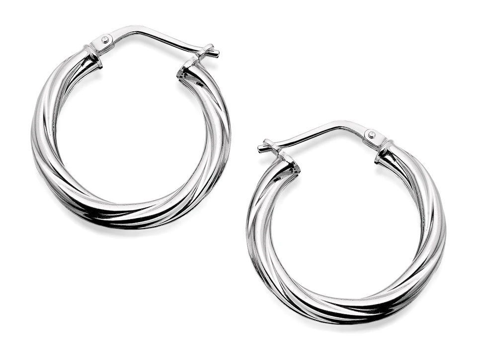 Sterling Silver Fancy Twist Hoop Creole Earrings – 25mm Diameter – 925 Hallmarked Silver