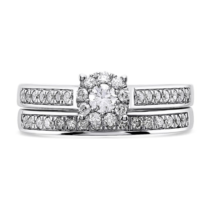 0.73ct Round Brilliant Diamond Engagement Ring Set In 9ct White Gold