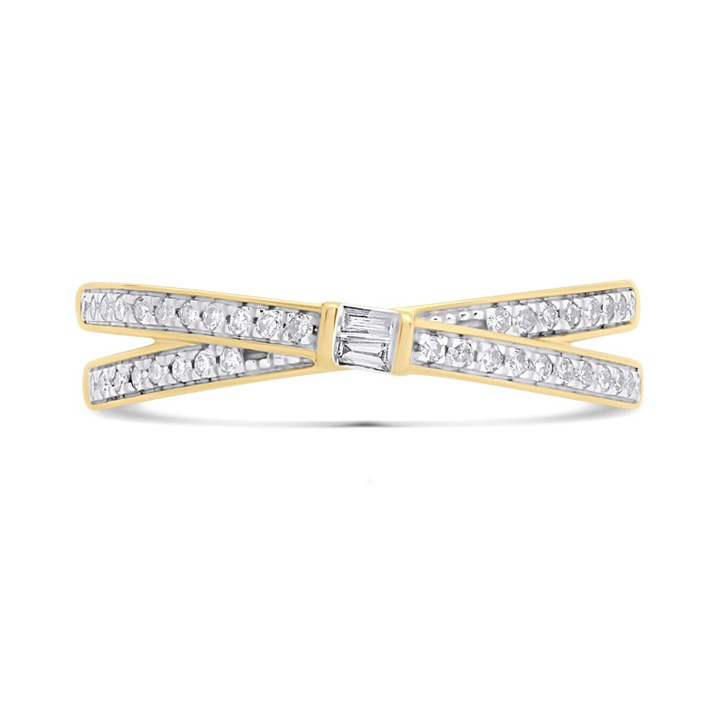 Cocci Collection 14K Gold 0.80ctw Diamond Crossover Ring, 3.5 grams
