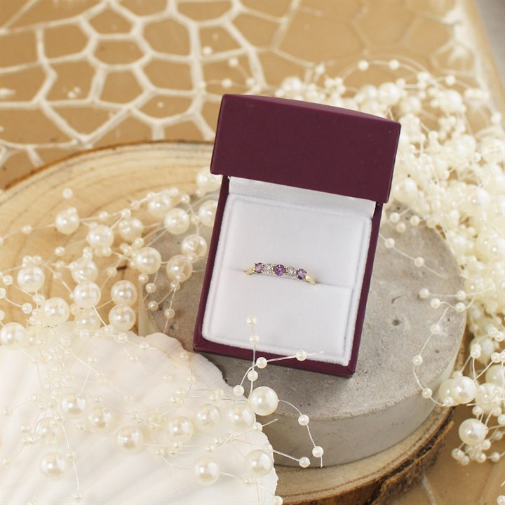 Diamond & 2.00ct Amethyst 9ct Gold Ring