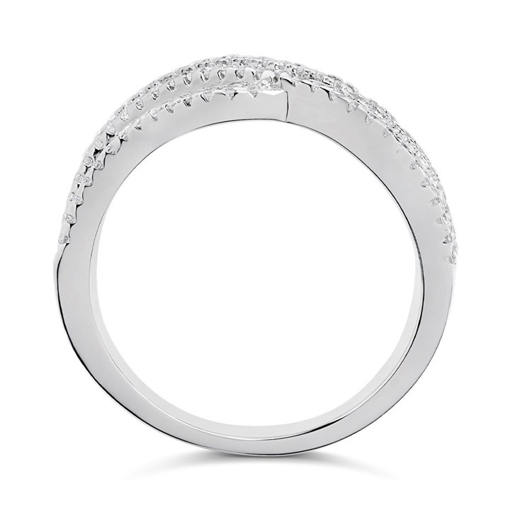 Sterling Silver & Cubic Zirconia Wave Band Ring