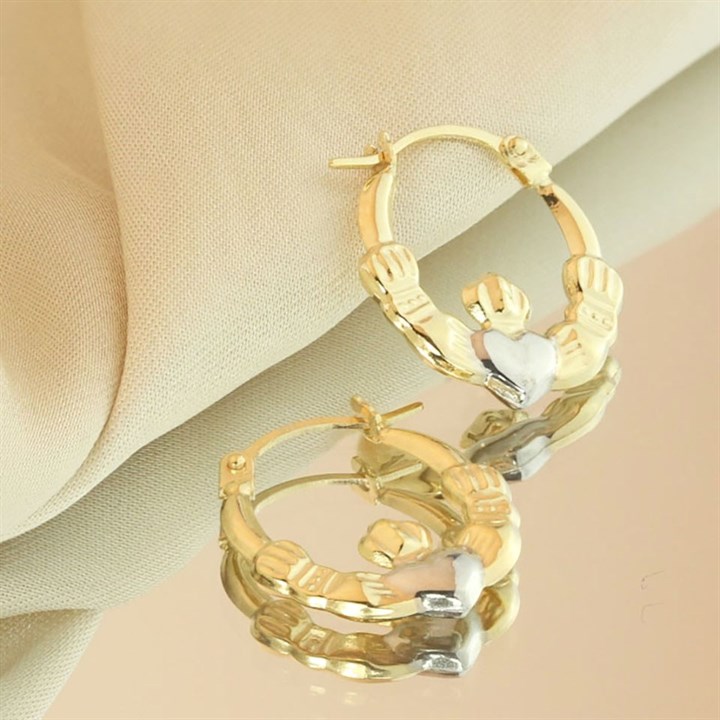 Orecchini A Cerchio Creole Con Claddagh In Argento Sterling - Foto 6