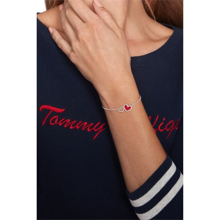 Tommy Hilfiger 2780746 Crystal And Red Enamel Heart Necklace 