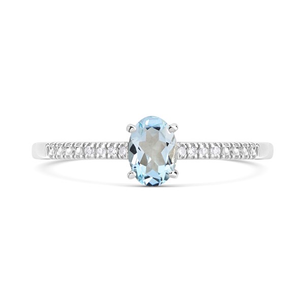 9ct White Gold Aquamarine And Diamond Ring R0992 F.Hinds Jewellers