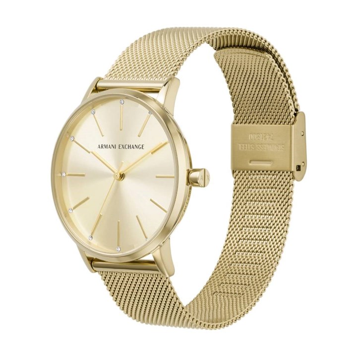 Armani Exchange AX5536 Gold Plated Mesh Strap Watch - W62113 | F.Hinds ...