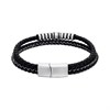 Joseph & George Black Leather and Stainless Steel Bracelet - A3444 Alternative Image