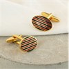 Gold Tone Red And Black Striped Enamel Cufflinks - A53174 Alternative Image