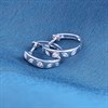 Platinum Diamond-Set Leaf-Pattern Huggies Earrings - D08510 Alternative Image