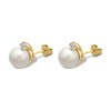 9ct Gold Cultured Pearl And Diamond Stud Earrings - D54119 Alternative Image