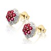 9ct Gold Ruby And Diamond Flower Cluster Stud Earrings - D54127 Alternative Image