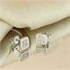 9ct White Gold Pave-Set Diamond Square Stud Earrings, 1/4ct/pr - D5557 Alternative Image