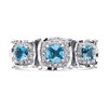 9ct White Gold Blue Topaz  And Diamond Trilogy Cluster Ring - 15pts - D63147 Alternative Image