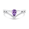 9ct White Gold Pear Amethyst And Diamond Wishbone Ring - D63187 Alternative Image