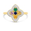 9ct Diamond And Multi-Coloured Sapphire Clover Cluster Ring - D6430 Alternative Image