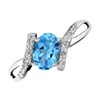 9ct White Gold Diamond And Blue Topaz Crossover Ring - D68110 Alternative Image