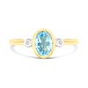9ct Gold Rubover-Set Blue Topaz And Diamond Ring - D8481 Alternative Image