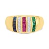 9ct Channel-Set Ruby, Emerald, Sapphire and Diamond Ring - D8499 Alternative Image