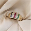 9ct Channel-Set Ruby, Emerald, Sapphire and Diamond Ring - D8499 Alternative Image