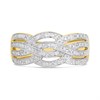 9ct Four Row Diamond-Set Woven Ring - D9327 Alternative Image