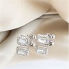 9ct White Gold Rectangular Aquamarine And Diamond Stud Earrings - D94136 Alternative Image
