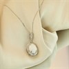 9ct White Gold Opal And Diamond Cluster Necklace - D95158 Alternative Image