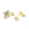 9ct Diamond And Multi-Coloured Sapphire Clover Stud Earrings - D96117 Alternative Image