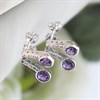 My Diamonds Silver Round Amethyst And Diamond Earrings - D99227 Alternative Image