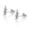 Silver Leaf Stud Earrings - 11mm - F01003 Alternative Image