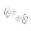 Silver Four Leaf Clover Heart Stud Earrings - 8mm - F0116 Alternative Image