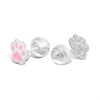 Silver Enamel Pink Paw Print Stud Earrings- 7mm - F0157 Alternative Image