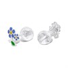 Silver Enamel Purple Flower Stud Earrings- 6mm - F0158 Alternative Image