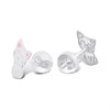 Silver Enamel White Cat Stud Earrings - F0159 Alternative Image