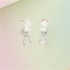 Silver Enamel White Cat Stud Earrings - F0159 Alternative Image