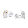 Silver Enamel Unicorn Glitter Stud Earrings- 8mm - F0161 Alternative Image