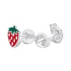 Silver Enamel Strawberry Stud Earrings- 7mm - F0163 Alternative Image