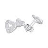Silver Ridged Open Heart Stud Earrings - F0250 Alternative Image