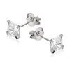 Silver Square Cubic Zirconia Stud Earrings - 5mm - F0308 Alternative Image