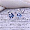 Silver Blue CZ Flower Stud Earrings - F03115 Alternative Image