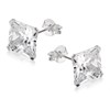 Silver Square Cubic Zirconia Stud Earrings - 8mm - F0320 Alternative Image