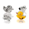 Silver Yellow Enamel Duck Stud Earrings - 7mm - F0339 Alternative Image