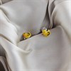 Silver Yellow Enamel Duck Stud Earrings - 7mm - F0339 Alternative Image
