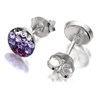Silver Lavender And White Crystal Circle Earrings - 7mm - F0373 Alternative Image