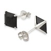 Silver 7mm Black Cubic Zirconia Square Stud Earrings - F0384 Alternative Image
