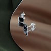 Silver 7mm Black Cubic Zirconia Square Stud Earrings - F0384 Alternative Image