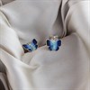 Silver Blue Butterfly Stud Earrings - 9mm - F0399 Alternative Image