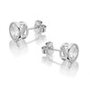Silver Cubic Zirconia Beaded Edge Stud Earrings - 7mm - F04006 Alternative Image