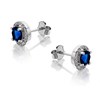 Silver Blue Cubic Zirconia Halo Stud Earrings - 7mm - F04018 Alternative Image