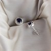 Silver Blue Cubic Zirconia Halo Stud Earrings - 7mm - F04018 Alternative Image