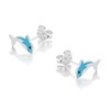 Silver Enamel Dolphin Stud Earrings - 10mm - F04022 Alternative Image