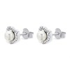 Silver Freshwater Pearl And Cubic Zirconia Stud Earrings - 8mm - F04035 Alternative Image